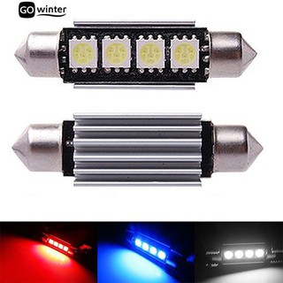 📢 1Pair 5050 4SMD LED ไฟ Festoon ไฟภายในรถฟรีโดมภายใน