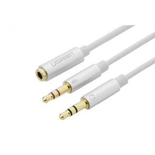 UGREEN รุ่น AV140 สายAUX3.5 Splitter แยกเสียงและไมค์ AUX3.5 Female to 2 Male สายยาว 20cm