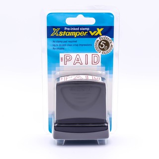 Xstamper ตรายาง Pre-Inked  " PAID " (สีแดง) หมึกแห้งเร็ว กันน้ำ