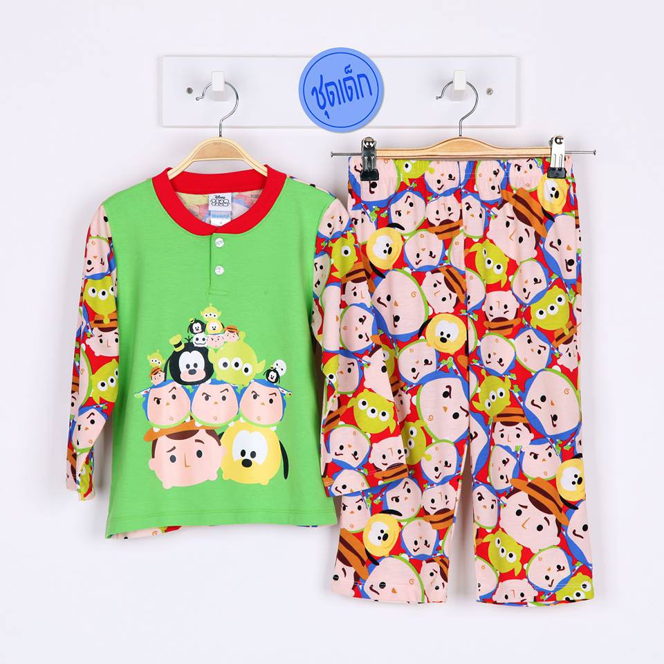ชุดนอนเด็ก Momoji size 3 เด็ก 3 ขวบ ผ้ายืด แขนยาว-ขายาว ลายการ์ตูนลิขสิทธิ์/ลายธรรมดา