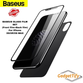 Baseus ชุดฟิล์มกระจก (ฟิล์มด้านหน้า + ฟิล์มด้านหลัง) สําหรับ iP XS / XR / XS MAX - สีดํา