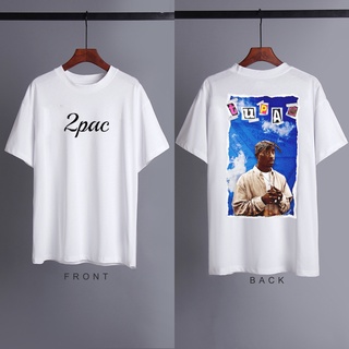 เสื้อแฟชั่นผญ - 2PAC Tupac แขนสั้นแฟชั่นสตรีทตัวละครย้อนยุคเสื้อผ้าสั้น 2PAC เสื้อยืดคอกลม