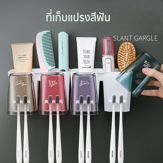 ชั้นวางของ+แก้ว+ที่แขวนแปรง ที่ใส่แปรงสีฟัน ที่เก็บของในห้องน้ำ