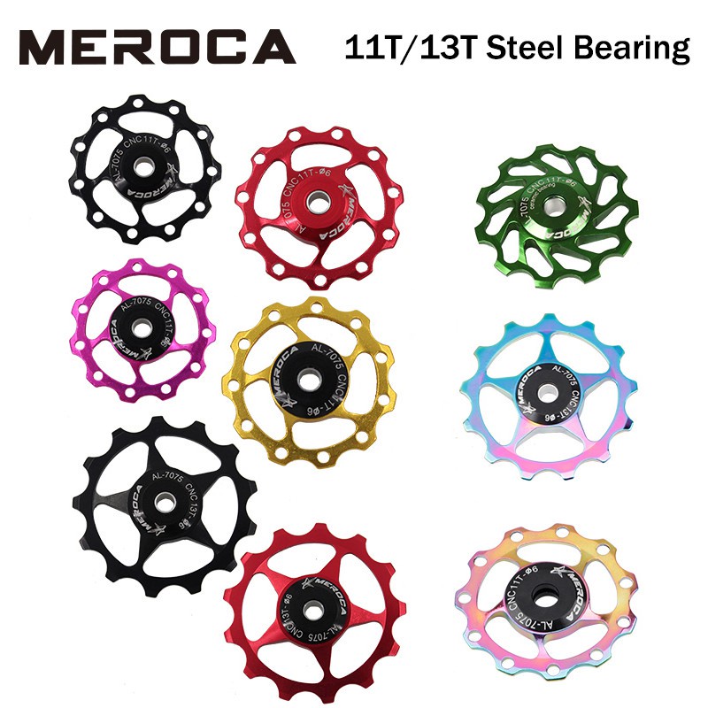 MEROCA DL 11T/13T จักรยานเสือภูเขา MTB จักรยานด้านหลัง derailleur ล้อแบริ่งเหล็กด้านหลัง derailleur แบริ่งรอก CNC จักรยานเสือหมอบล้อ idler