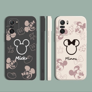 for Xiaomi Redmi Note 10 Pro 9S Remdmi 9A POCO X3 NFC M3 Pro 5G Redmi10 Drawing Minne Mickey Mouse Square Straight Edge Soft Silicone Cover Duable Phone Case