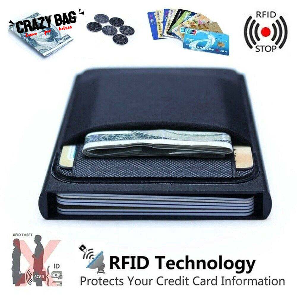 กระเป๋าสตางค์ อลูมิเนียม ขนาดเล็ก สําหรับใส่บัตรเครดิต บัตรเครดิต RFID