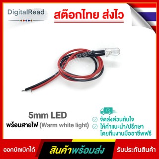 5mm LED พร้อมสายไฟ (Warm white light)