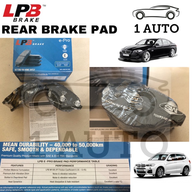 LPB E-PRO SEMI METALLIC ด้านหลังเบรค PAD BMW F10 520i 520d 5293i 528i Z4 E89 35i X3 F25 Xdrive20i G0