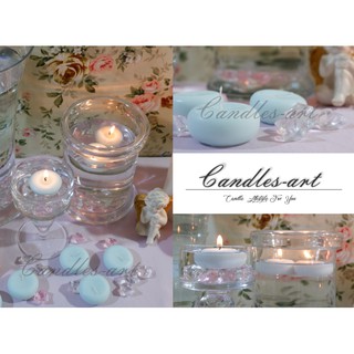 candles art เทียนลอยน้ำ  สีฟัา พาสเทล สูง 2.5 cm กว้าง 4.5 cm