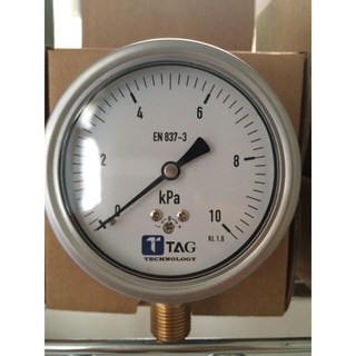 Tagเกจวัดแรงดัน เกจขนาดหน้าปัด 3 นิ้ว(75MM) 0 ~ 10 KPa PRESSURE GAUGE  SIZE 75 MM RANGE 0 ~ 1 MPA