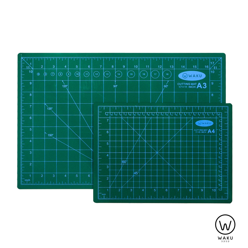 แผ่นยางรองตัด แผ่นรองตัด แผ่นรองตัดกระดาษ รุ่นหนาพิเศษ 3 มม. A4 / A3 WAKU Cutting mat Self Healing