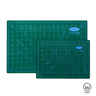 แผ่นยางรองตัด แผ่นรองตัด แผ่นรองตัดกระดาษ รุ่นหนาพิเศษ 3 มม. A4 / A3  WAKU Cutting mat Self Healing