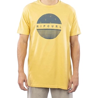 เสื้อยืดแขนสั้นลําลอง พิมพ์ลาย Rip Curl Barrel Killa Premium - Mustard แฟชั่นสําหรับผู้ชาย