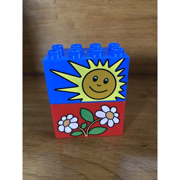 Duplo legoแท้ มือสอง บริคภาพ2ชิ้น รูปพระอาทิตย์(sun rise) ดอกไม้(flower)