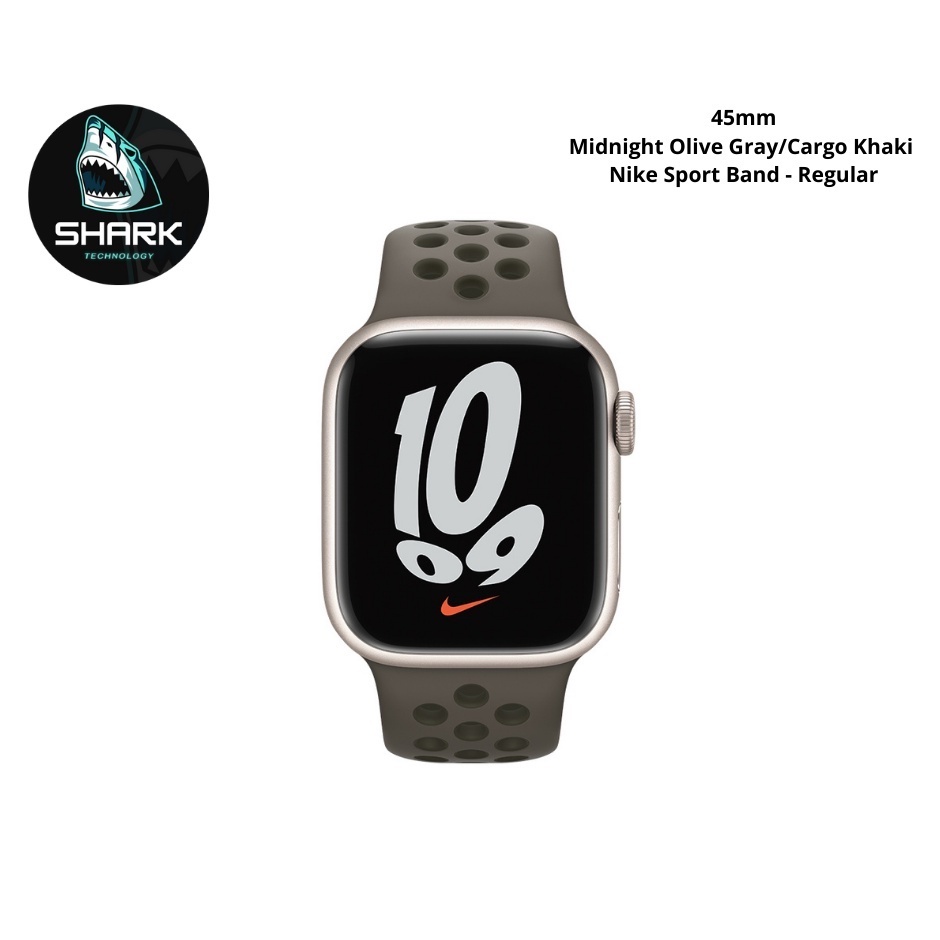พร้อมส่ง สาย Apple Watch 45mm Midnight Olive Gray/Cargo Khaki Nike Sport Band - Regular ของแท้