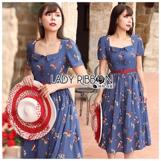 Bouquet Printed Navy Cotton Dress