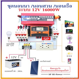 ชุดนอนนาระบบ 12 /1600Wสำเร็จรูป อินเวอร์เตอร์เพียวซายเวฟแท้1600ไม่รวมแผงโซล่าเซลและแบตเตอร์รี