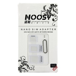 NOOSY Nano Sim Adapter ชุดแปลงนาโนซิมการ์ด + เข็มจิ้มถาดซิม 2ชุด (White)