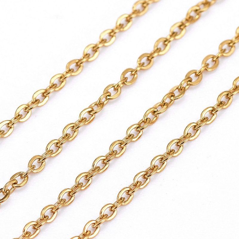 โซ่สเเตนเลส ชุปทอง  ยาว 1-5 ม. สีสเเตเลส ชุดทอง สําหรับทําสร้อยคอ กำไลข้อมือพวงกุญแจ DIY อื่นๆกำไลข้อเท้า พร้อมส่งจากไทย - รูปที่ 3