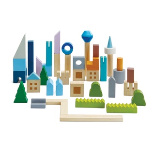 PlanToys 6292 Urban City Blocks ของเล่นบทบาทสมมุติ สำหรับเด็ก 3 ขวบขึ้นไป