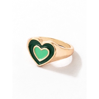 แหวนหัวใจเขียว Green Heart Decor Ring