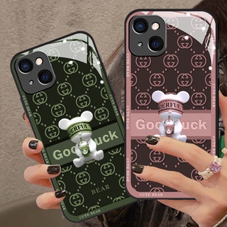 เคสโทรศัพท์มือถือกระจกนิรภัยแข็ง กันกระแทก ลายการ์ตูนหมีน่ารัก สําหรับ oppo R19 R17 R15 Pro R11 R9 plus oppo r15x r9s r11s plus R15