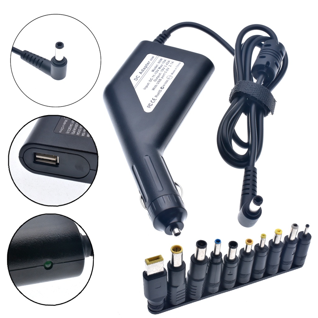 Universal Car 65W Charger Multi-type แล็ปท็อปอะแดปเตอร์จ่ายไฟสําหรับ Hp Lenovo Asus Acer โน้ตบุ๊ค 19V 3.42A รถ Charger แล็ปท็อป