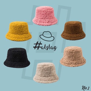 No.1 Hatstag หมวกบักเก็ต ขนสัตว์ 8 สี สไตล์เกาหลี สำหรับผู้หญิง