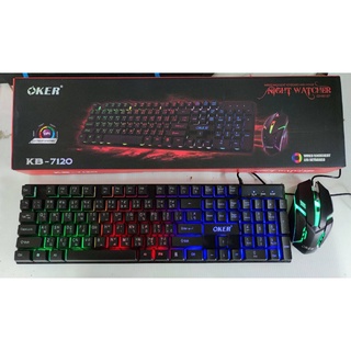 OKER KB-7120 USB Keyboard+Mouse Combo Set คีย์บอร์ดเมาส์มีไฟ คีย์บอร์ด+เมาส์เกมส์มิ่ง