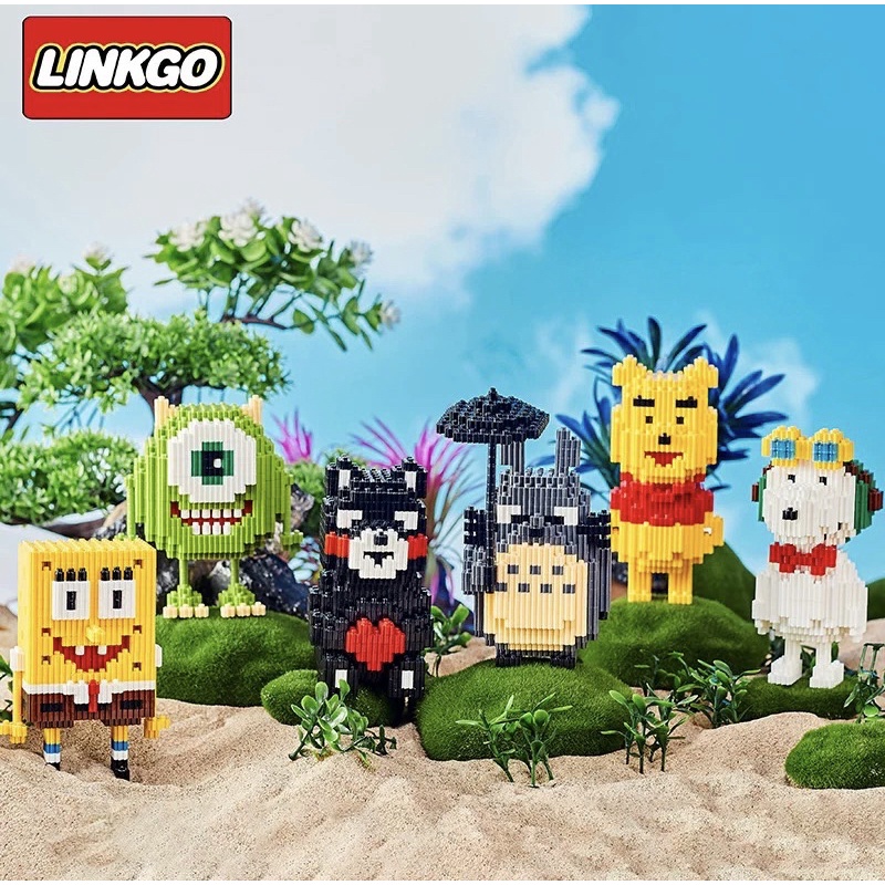 Linkgo 68441-68446 , 68469-68474 Pooh Snoopy Totoro Kumamon Spongbob Mike Conan My Melody Cinnamoroll Garfield Nick
