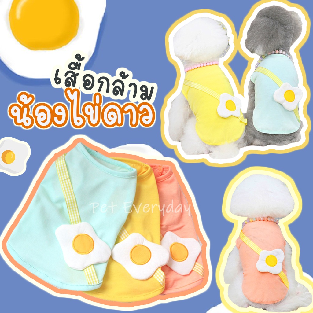 🔥พร้อมส่ง ส่งฟรี TH🔥เสื้อสัตวเลี้ยง 🍳กล้ามไข่ดาว ชุดน้องหมา เสื้อฤดูร้อน ชุดสัตว์เลี้ยงฤดูร้อน
