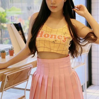 🌼พร้อมส่ง🌼เสื้อครอปสายเดี่ยว Crop Bra Honey 💛