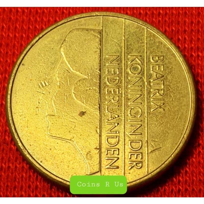 เหรียญต่างประเทศ เนเธอร์แลนด์ ปี 1987 - 2001 ชนิด 5 Gluden ขนาด 23.5 มม. หนา ผ่านใช้สวยน่าสะสม