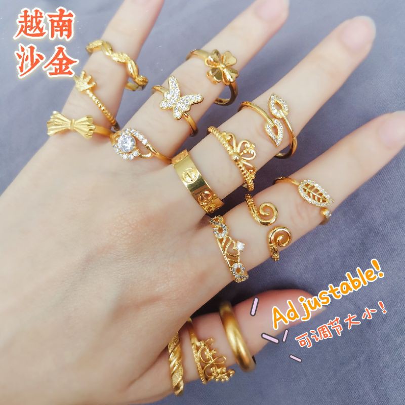 แหวนทองคํา 24K ประดับทราย CincinEmasVietnam916999_ Emasmurah _ GoldRing _ แหวนเพชร ชุบทอง 24K ปรับได