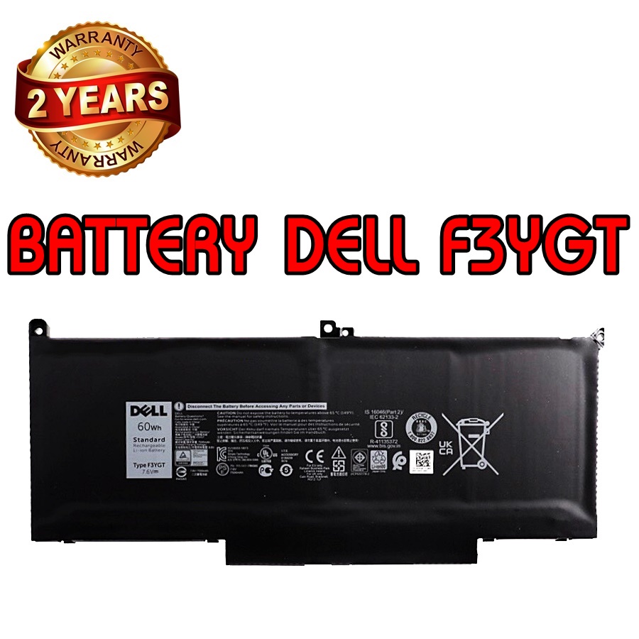รับประกัน 2 ปี BATTERY DELL F3YGT แบตเตอรี่ เดล Latitude 12 7280 14 7480 Series แท้