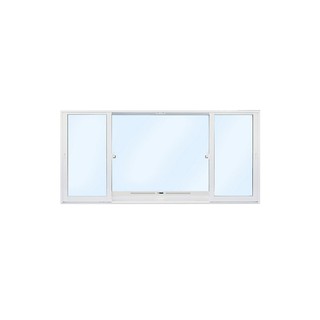 หน้าต่างเลื่อน อลูมิเนียม THAI AUST F-S-S-F SLIDE ONE STOP 240X110 ซม. ขาว | THAI AUST | 3495240110 หน้าต่างบานเลื่อน หน