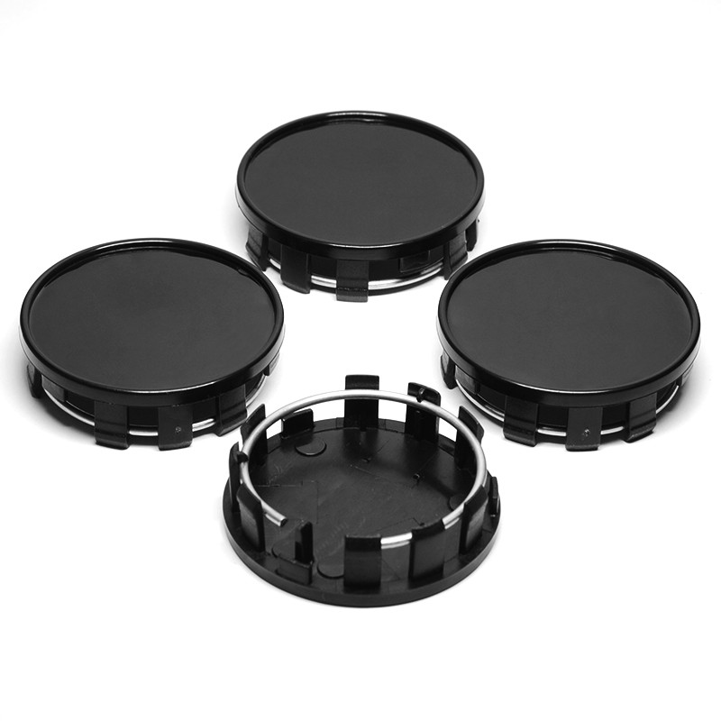 CarDIY (4 ชิ้น) 54 มม.ขอบล้อรถ Hub Cap Auto Wheel Center Hub Dust-proof Cover Black Chrome
