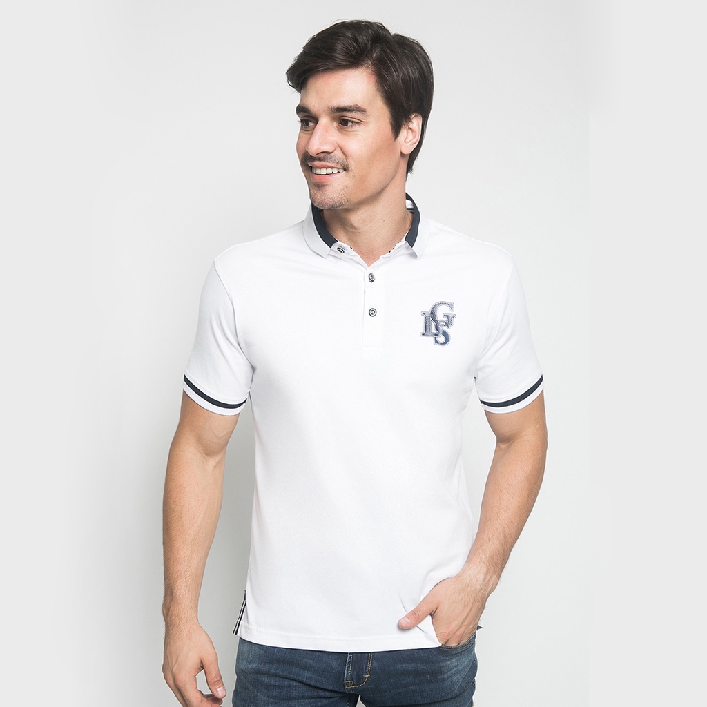 LGS - Slim Fit - เสื้อโปโล - คอปกกระดุม - สีขาว - JTS.325M2803F.32.CCCCC