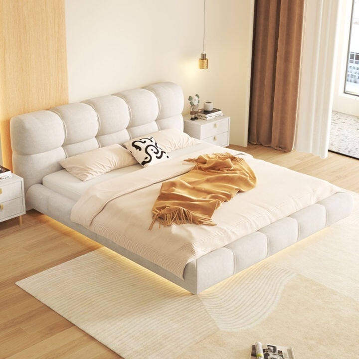 10CY 【VC Bed】เตียงนอน 6 ฟุต 5ฟุต เตียงญี่ปุ่น wood Double low frame Tech cloth tatami frame soft bread modern simplicity