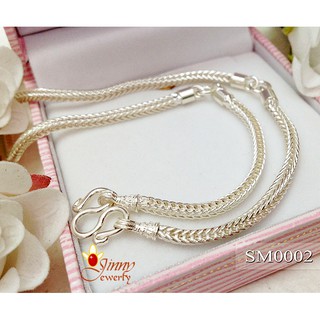 สร้อยคอเงินแท้ 92.5% ลายสี่เสา หัวจรวด ห้อยพระ 3 องค์ สร้อยงานไทย SM0002