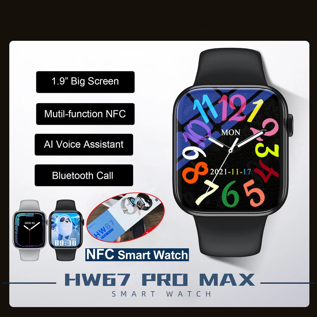 HW67 Pro MAX สมาร์ทนาฬิกา 1.9 "NFC Voice Assistantการชําระเงินบลูทูธ-Call Full HDหน้าจอPK IWO HW57 H