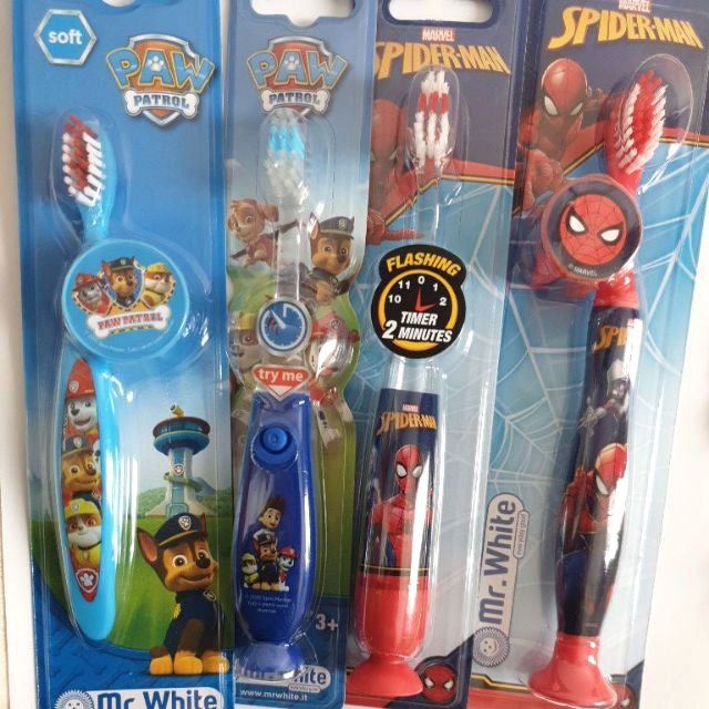 แปรงสีฟันเด็ก Paw Patrol, Spider man, Princess เหมาะสำหรับเด็ก 3+