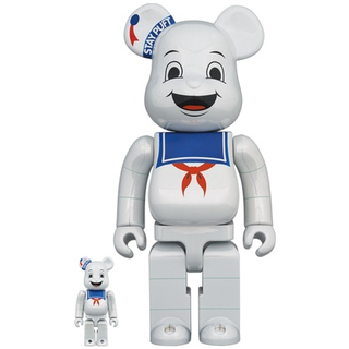 BE@RBRICK 100％ &amp; 400％ STAY PUFT MARSHMALLOW MAN WHITE CHROME Ver.