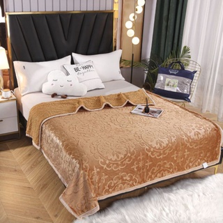 Selimut Bulu Domba Motif Embos Ukir Elegan Bahan Tebal 2lapis Uk.180x200cm