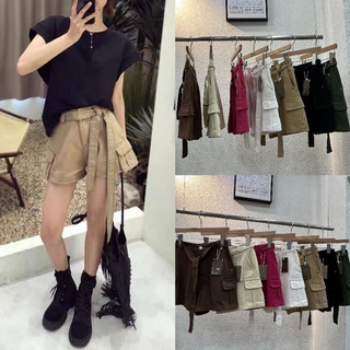 LADY_JEANS#302(K)กางเกงขาสั้น แนวคาร์โก้ เอวสูง กางเกงแฟชั่น…