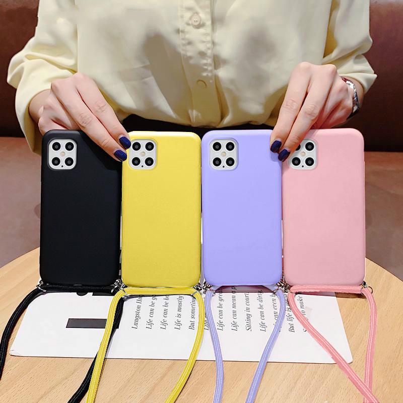 พร้อมสายคล้องคอเชือกสาย Lanyard สําหรับ Realme 3 5 Pro 5i 5S C3 6i 3i Q C1 ปลอก Macaron สี Matte Sof