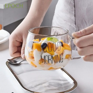 Epoch แก้วมัก แก้วกาแฟใส ลาย Good Morning น่ารัก พร้อมหูจับ สําหรับใส่เครื่องดื่มร้อน