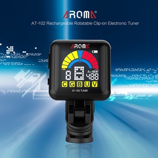 Aroma AT-102 จูนเนอร์กีตาร์ หมุนได้ หน้าจอ LCD สําหรับกีตาร์ ไวโอลิน เบส อูคูเลเล่