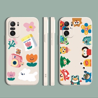 เคสโทรศัพท์มือถือซิลิโคนลายดอกไม้สัตว์สี่เหลี่ยมสําหรับ Xiaomi Redmi Note 10 Pro 9S Remdmi 9A 9C Poco X3 Nfc M3 Pro 5G Redmi10