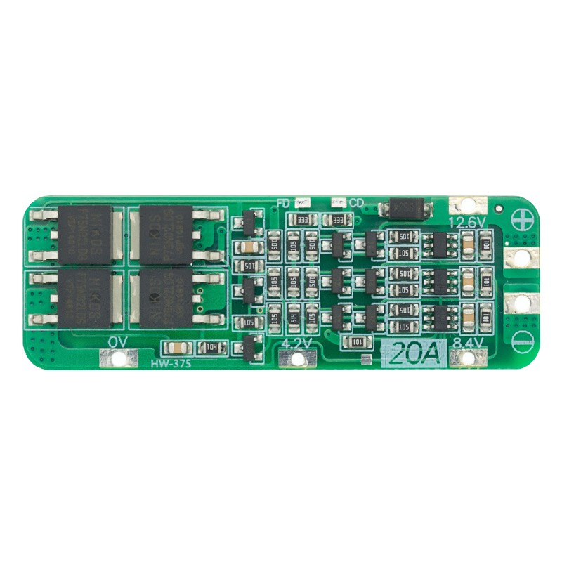บอร์ดโมดูลชาร์จแบตเตอรี่ลิเธียม 3S 20A Li-ion 18650 PCB BMS 12.6V เซลล์ 59x20x3.4 มม.